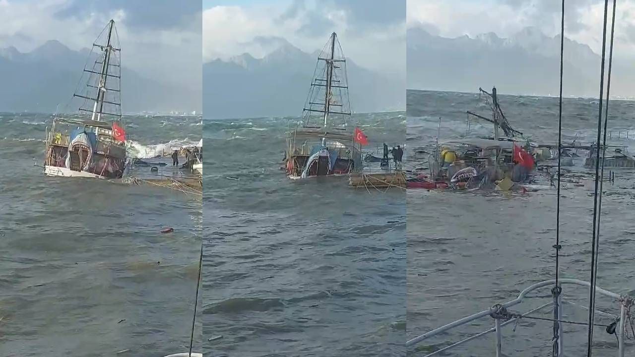 Antalya'da tekne battı: O anlar saniye saniye kameralara yansıdı...