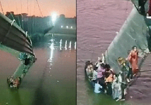 Hindistan’da köprü çöktü, yüzlerce kişi nehre düştü: En az 90 ölü...